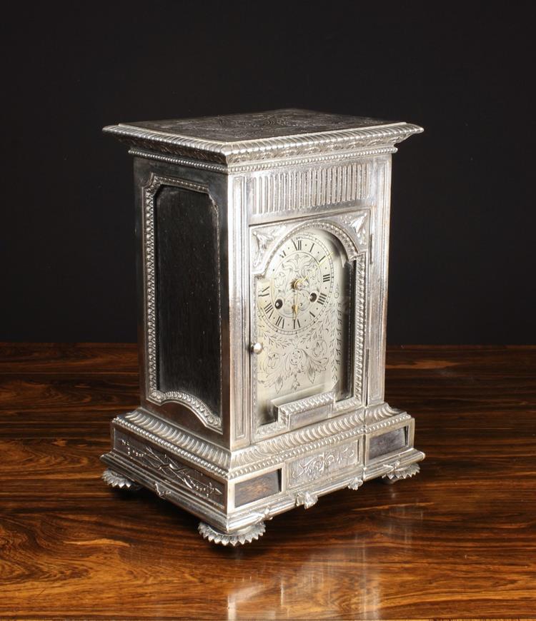 A Decorative Silvered Metal Mantel Clock. - Image 2 of 2