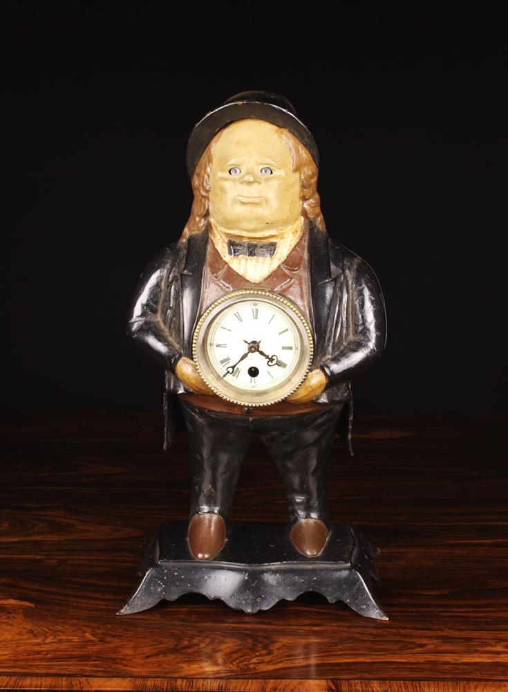 A Painted Cast Iron 'John Bull' Novelty Clock with blinking eyes, 15½" (39 cm) in height.