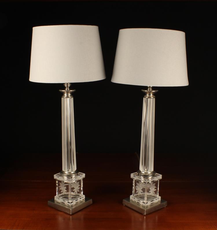 A Pair of Lucite Side Lamps.