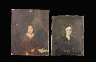 Two 19th Century Unframed Oils on Canvas: A half length portraits of young women;