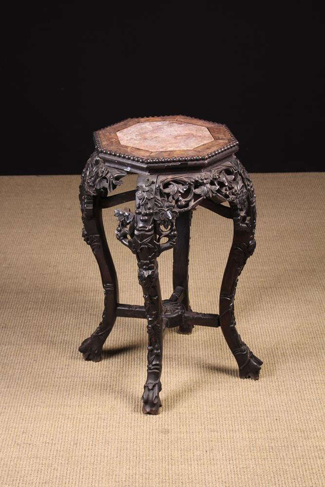 A Late 19th Century Chinese Carved Hardwood Jardiniere Stand (A/F).