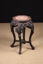 A Late 19th Century Chinese Carved Hardwood Jardiniere Stand (A/F).
