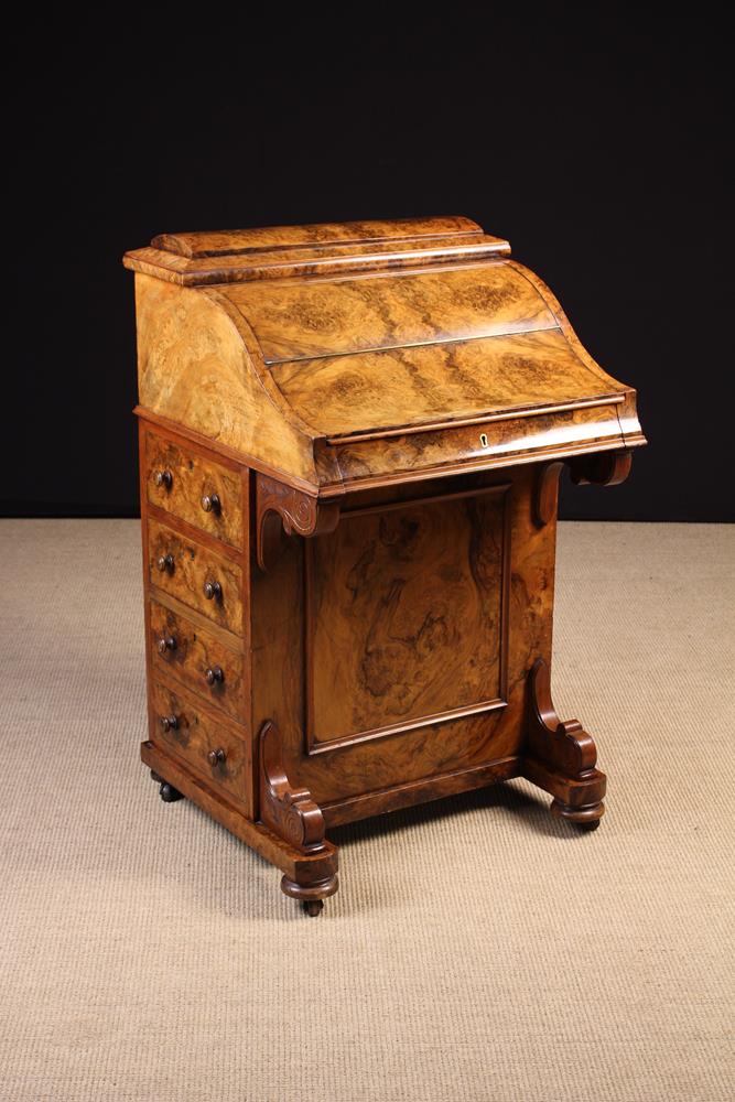 A Fine Quality Victorian Burr Walnut Davenport Desk.