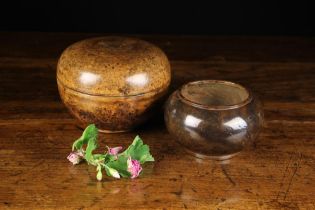 A Beautifully Patinated 19th Century Burr Figured Bowl of squat bulbous form,