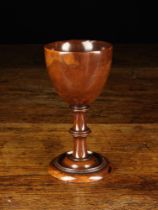 A Small Fine 18th Century Turned Fruitwood Goblet with an astrigal moulded stem and round moulded