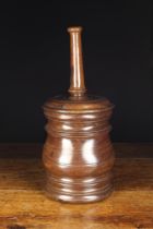 A Large Early 18th Century Turned Lignum Vitae Mortar & Pestle with associated lid.