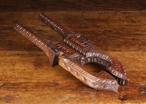 A 19th Century Wooden Folding Jack in the form of a pistol inscribed to the lock-plates and