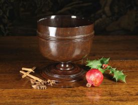 A Large 17th Century & Later Turned Lignum Vitae Wassail Bowl.