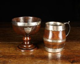 An 18th Century Treen Tankard and a 19th Century Mazer Goblet.