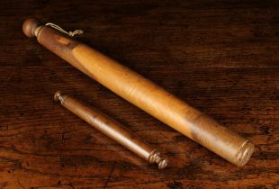 A 19th Century Turned Yew-wood Rolling Pin/Cosh with a knop handle to one end,