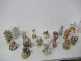 15 Beatrix Potter Beswick figures including 2 boxed jugs, all in good condition
