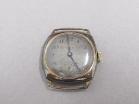 A 9ct gold (hallmarked) gents Grosvenor wristwatch, seconds sub-dial - 28mm square case - working in