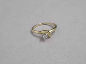 A 14ct yellow gold hallmarked diamond ring, size N, approx 2.2 grams