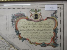 An Accurate Map of the County of Norfolk by Eman Bowen dated 1749, hand coloured - 55cm x 74cm -