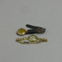 Two 9ct gold cased (hallmarked) ladies watches - not working