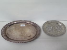 Two silver (tested) trays/dishes - 29cm and 18cm - total weight approx 12.5 troy oz