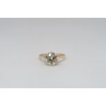 An impressive 2.10ct diamond solitaire ring - The old brilliant cut diamond set in 14ct yellow