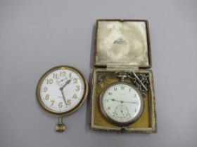 A sterling silver cased Collingwood pocket watch and chain, 5cm case, together with a Harrods car