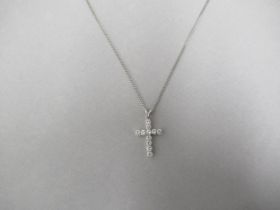 A diamond cross pendant on 18ct white gold chain (hallmarked) set with 11 round brilliant cut