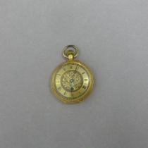 An 18ct yellow gold cased fob watch, finely engraved case - approx 33mm