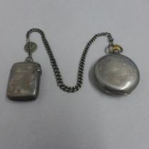 A .935 silver (hallmarked) double case full hunter pocket watch - approx 5cm - not currently working