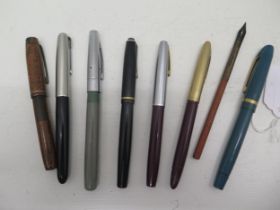 Seven fountain pens