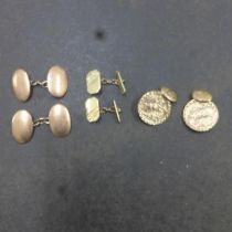 Two pairs of 9ct (hallmarked) cufflinks and another pair (tested to max 9ct) - approx total weight