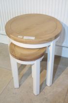 Winchester 2 round nest of tables. Painted white. Ex display