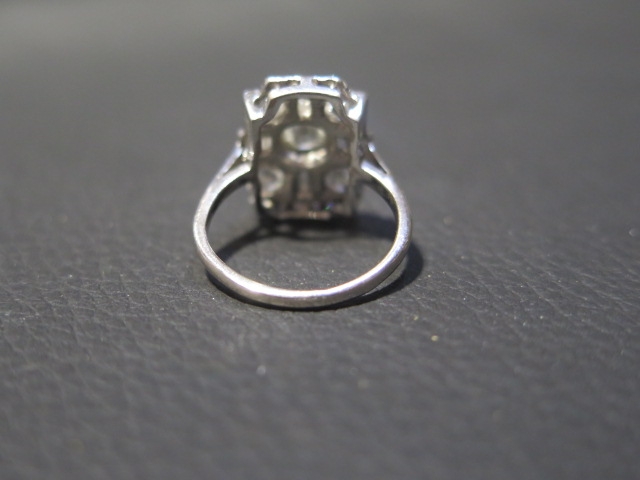 An 18ct white gold Art Deco style ring - approx 2ct of diamonds - ring size O - head 18mm x 13mm - - Image 4 of 4