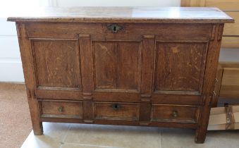 An oak mule chest - 116cm x 31cm x 78cm