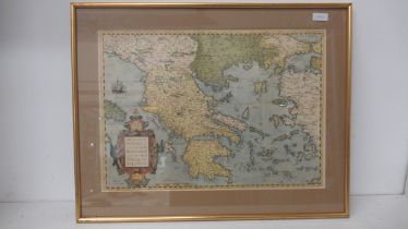 Three framed and glazed maps - Replica of the original 'Theatum Obbis Terrarum' Anno 1570 by