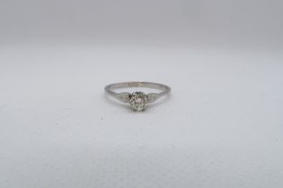 A platinum (hallmarked) diamond solitaire ring, the round brilliant cut diamond approx 0.25ct - ring