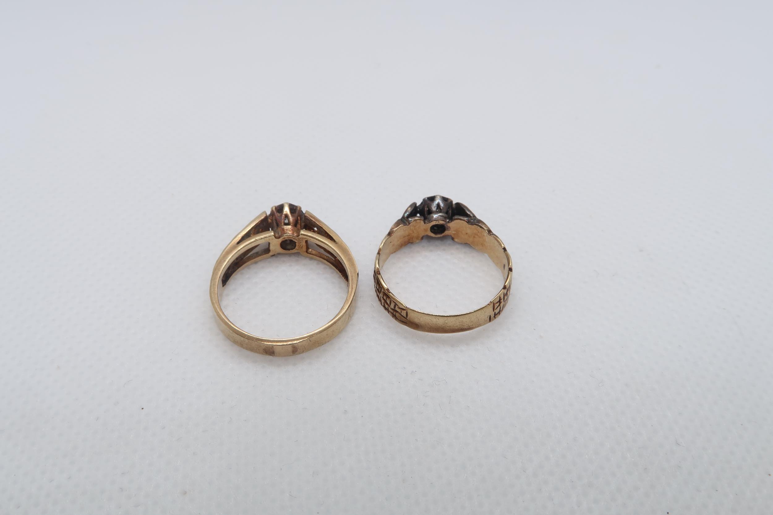 Two 9ct yellow gold (hallmarked) and diamond rings, sizes M/N & N - approx weight 5.1 grams - Image 2 of 2