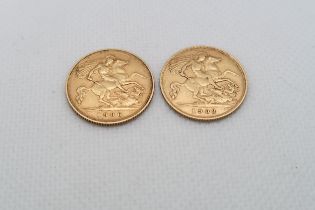 Two gold half sovereigns - 1906 and 1908