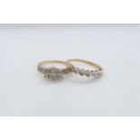 Two 9ct yellow gold (hallmarked) and diamond rings sizes P/Q & P - total weight approx 4.2 grams