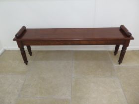 A mahogany window seat on turned reeded legs - made by a local craftsman to a high standard - Height