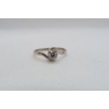 A platinum and diamond ring - diamond approx 0.5ct, colour approx G/H, clarity VS1 - ring size O