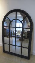 A black painted arch top mirror - 150cm x 100cm