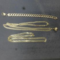 Two 9ct (hallmarked) albert chains - one with 9ct (hallmarked) football pendant along with a 9ct (