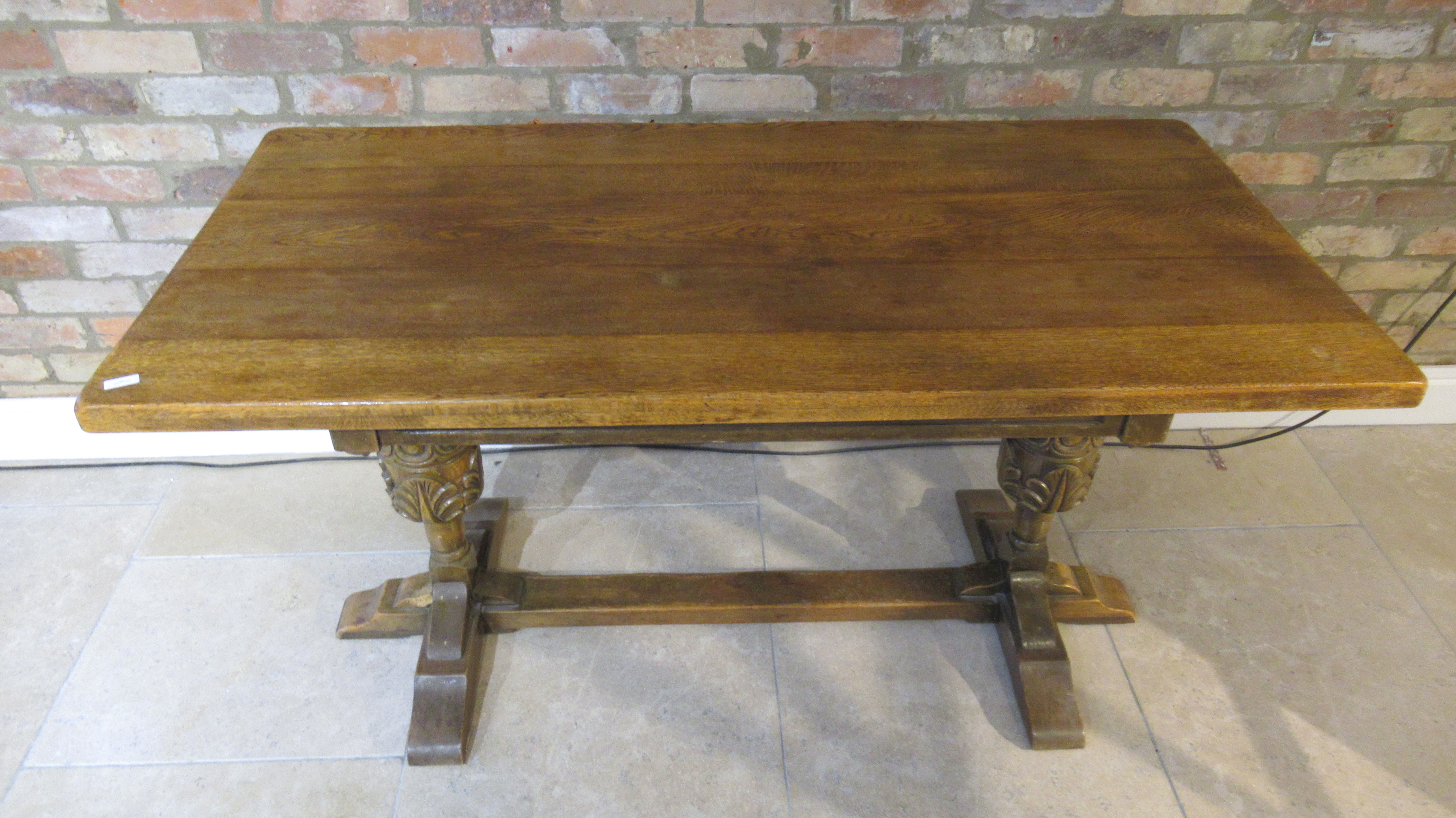 A 1940's oak dining table - 152cm x 75cm - in good condition - Image 2 of 2