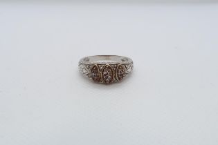 A 14ct white gold (hallmarked) and diamond ring size S - approx weight 5.5 grams