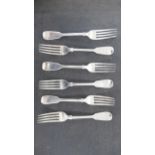 A set of six William IV silver forks, Williams Eaton, London 1832 - 19.5cm - approx 10.7 troy oz