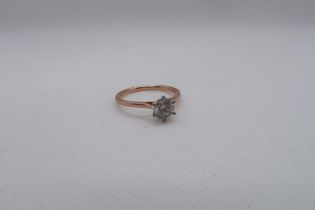 A certificated 18ct white and rose gold round brilliant cut diamond solitaire diamond ring - Diamond