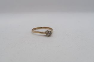 A 9ct yellow gold 0.30ct diamond ring - carat weight marked on inside of ring - ring size approx S