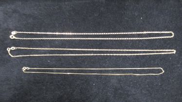 Three 9ct yellow gold (hallmarked) chain - approx weight 3.6 grams