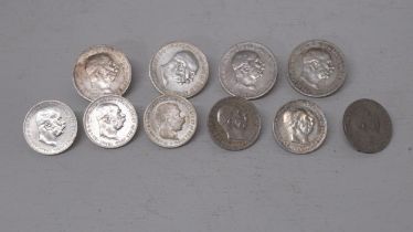 Ten Austrian silver coin buttons 1893-1915 - total weight approx 78 grams