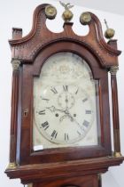 A good quality 8 day longcase clock with an arched convex dial with seconds hand and a calendar -