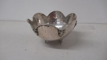 A Continental .800 silver bowl set on three feet - Diameter 13cm - good overall condition - approx