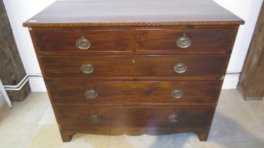 A Georgian mahogany five drawer chest of drawers - Width 110cm x Height 91cm x Depth 52cm