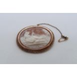 A 9ct rose gold (hallmarked) cameo brooch - 4.5cm x 4cm - approx weight 16.1 grams